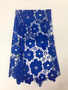 

Fashion blue Color African Guipure Lace Fabric High Quality Water Soluble Lace For Women Wedding Dress Nigerian Lace Fabrics