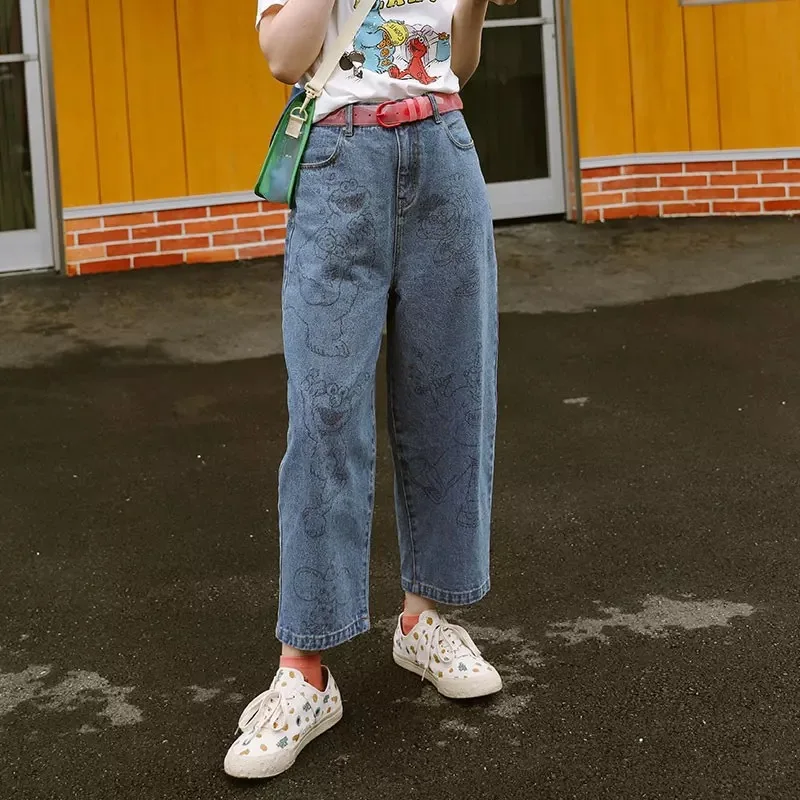 BF Harajuku модные новые дизайнерские женские джинсы Длинные прямые брюки на молнии с
