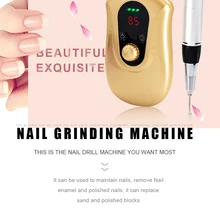 30000 об/мин, Золотая компактная машинка на батарейках, профессиональная электрическая дрель для ногтей, машинка для маникюра, может висеть на теле