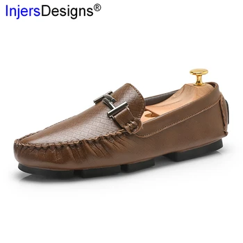 

New Arrival Men Driving Shoes Fashion Metal Loafers Slip-On Breathable Flats Casual Boat Shoes Men Soft Moccasins Big Size 37-46