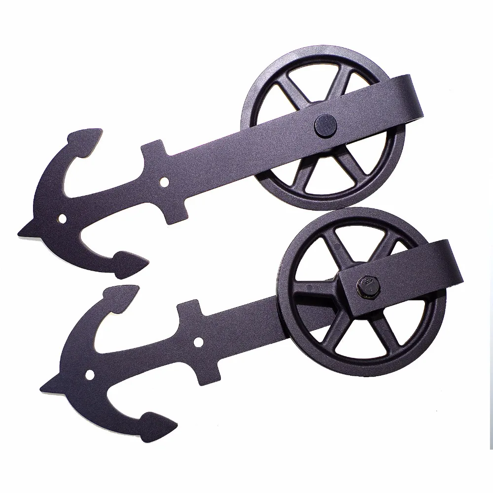 LWZH American Country Steel Sliding Barn Door Hardware with Big Rollers for Single Door Black 6.6FT/7FT/8FT/9FT for Single Door