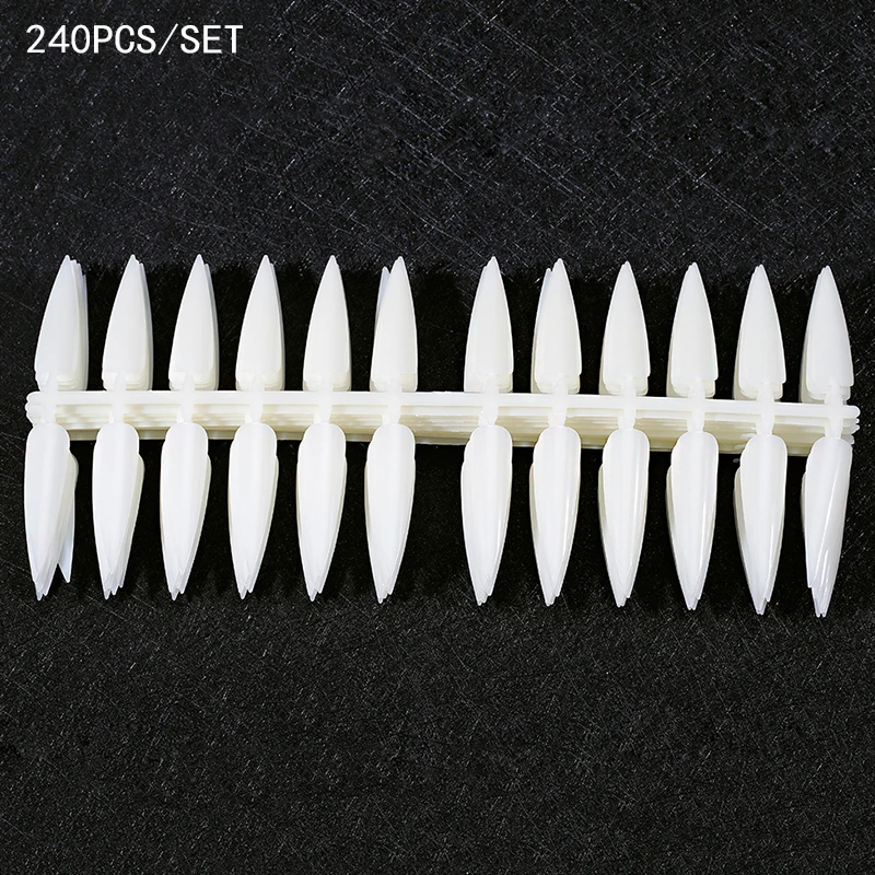 

240Pcs (10sheets) Stiletto Long False Fake Nails Tips Manicure Artificial Nails Salon Full Cover Tips White/ Clear /Black Choice