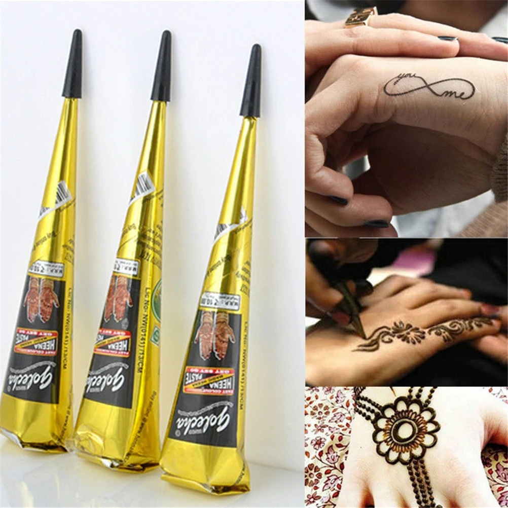 

Black Natural Herbal Henna Natural Tube Cones Indian Temporary Tattoos Body Art Kit Paint Tool