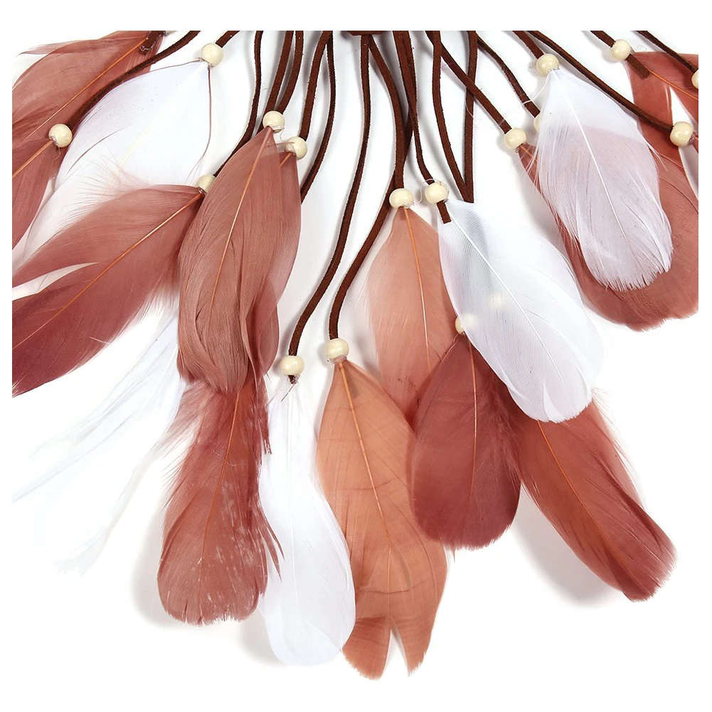 

Handmade Dream Catcher Hanging with Brown and White Feathers Car Wall Hanging Ornaments Decor Crafts