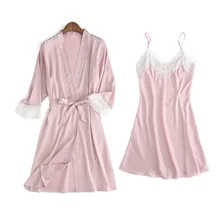 BZEL, новинка, Модный женский летний халат и платье, комплекты, роскошная ночная рубашка, сексуальный Шелковый Атласный халат, 2 шт., Женское ночное белье