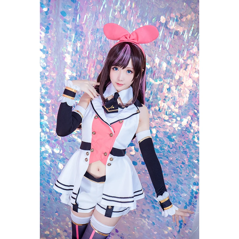 ROLECOS Kizuna AI Косплей головные уборы 65 см/25,6 дюйм(ов) длинные коричневые розовые аксессуары для волос косплей синтетические волосы