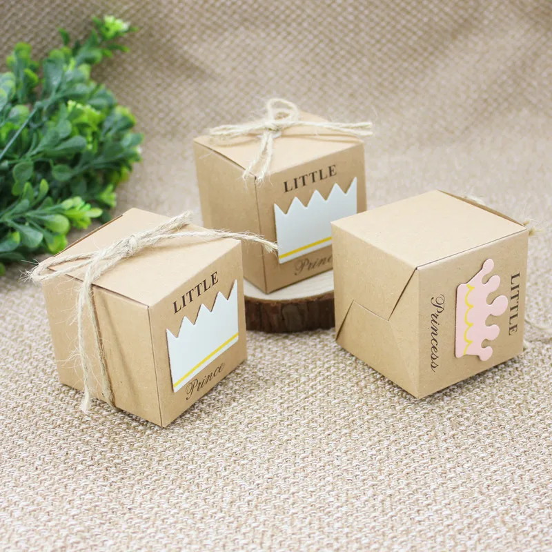 10Pcs Kraft Paper Gift Box Candy Boxes font b Baby b font Shower Decorations Wedding Favors