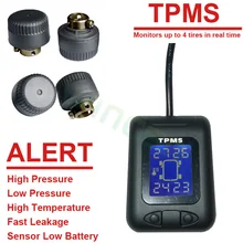 Беспроводной TPMS с внешними датчиками мощность на автомобильном аккумуляторе Поддержка высокое, низкое давление Температурная сигнализация