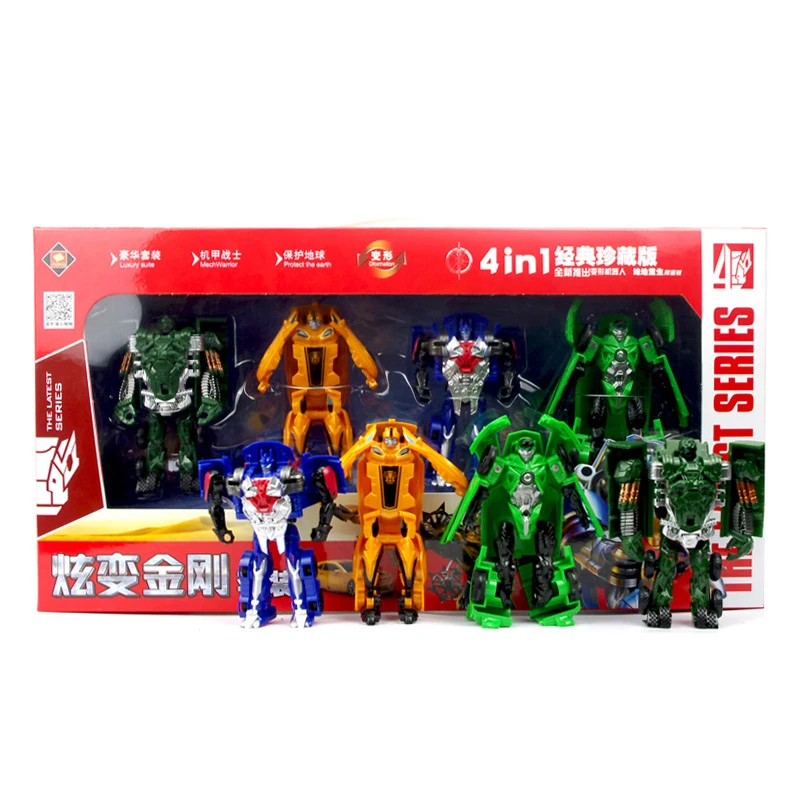 

TWINKLECAT 4pcs/set Children Deformed Toys 4 Mini Car Robot Model Four in One mini morph Aircraft tank boy toy vehicles best gif