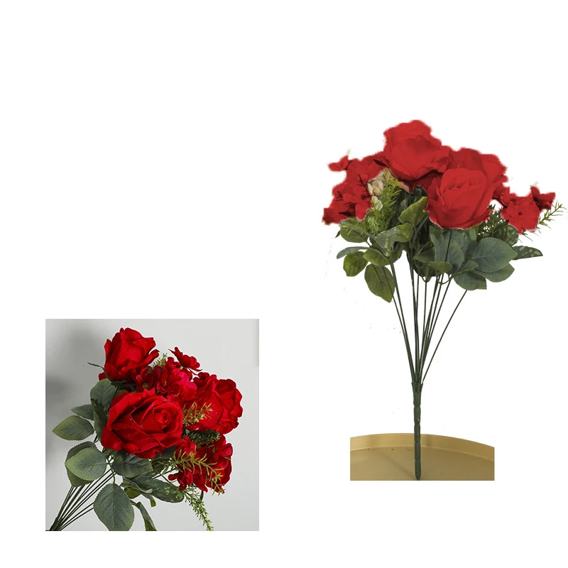 12 Heads Artificial Silk Rose Flowers Bouquet Wedding Party Home Decors DIY Home Garden Supplies