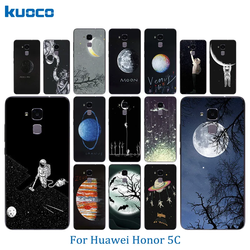 5.2 inch For Huawei Honor 5C Shell Clear Soft Silicone Slim for 7 Lite GT3 Back Cover Space Moon Pattern Phone Case |