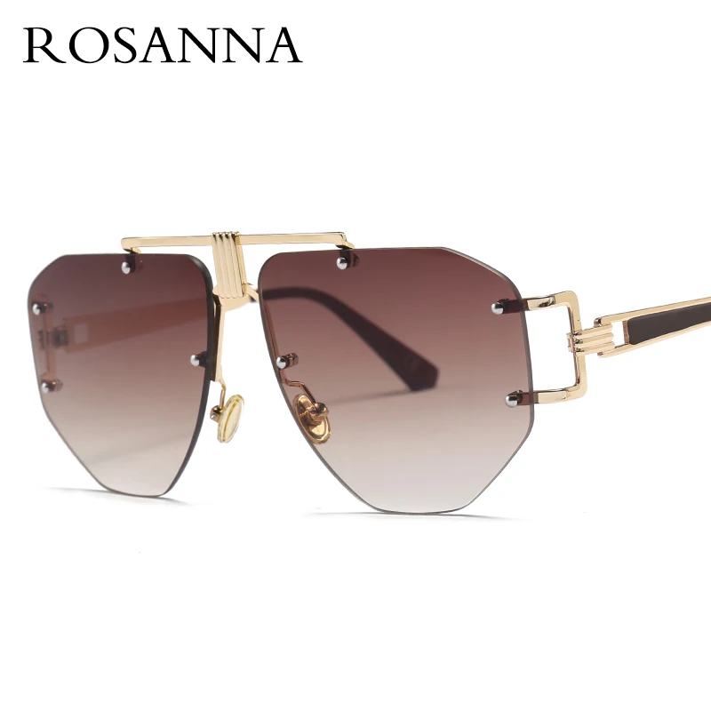 

2019 Oversized Women Men Square Rimless Sunglasses Brand Design Vintage Irregular Eyewear Metal Frame Sun Glasses Female UV400