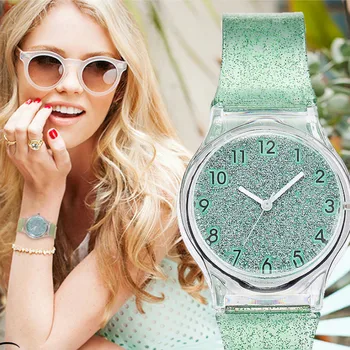 

Fashionable Ladies Watch New Dazzle Color Silica Gel Student Watch Simple All Over The Sky Star Digital Quartz Women Watch