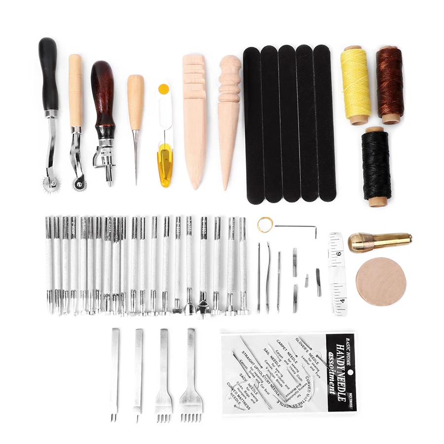

Thread Awl Waxed Thimble Kit For Hand Stitching Sewing Stamping DIY Tool Set Leather Craft Hand Tools Kit