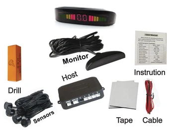 

Car accessories led parking sensor kit backlight display assistant backup radar monitor system 4 sensors Free shipping