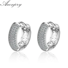 Anenjery Новая мода 925 пробы серебро Ослепительный CZ мозаичный Циркон Шарм серьги для женщин pendientes oorbellen S-E491