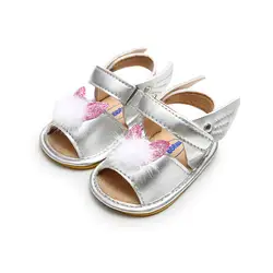 2019 летние сандалии для маленьких девочек резиновая подошва серебро сплошной цвет младенческой обувь для маленьких девочек сандалии для