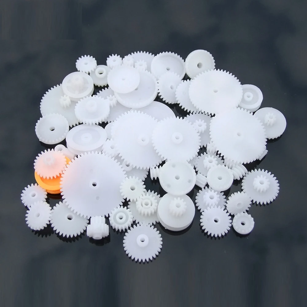 64pcs Plastic Gear Motor Gearbox Shaft Single Double Layer Crown Worm