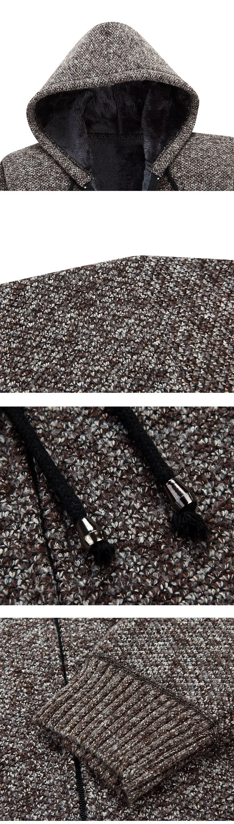 Новинка зимы для мужчин s флис Sweatercoat Мода с капюшоном Тонкий Жир утолщаются повседневное свитер, мужской кардиган Masculino M-3XL AF1761