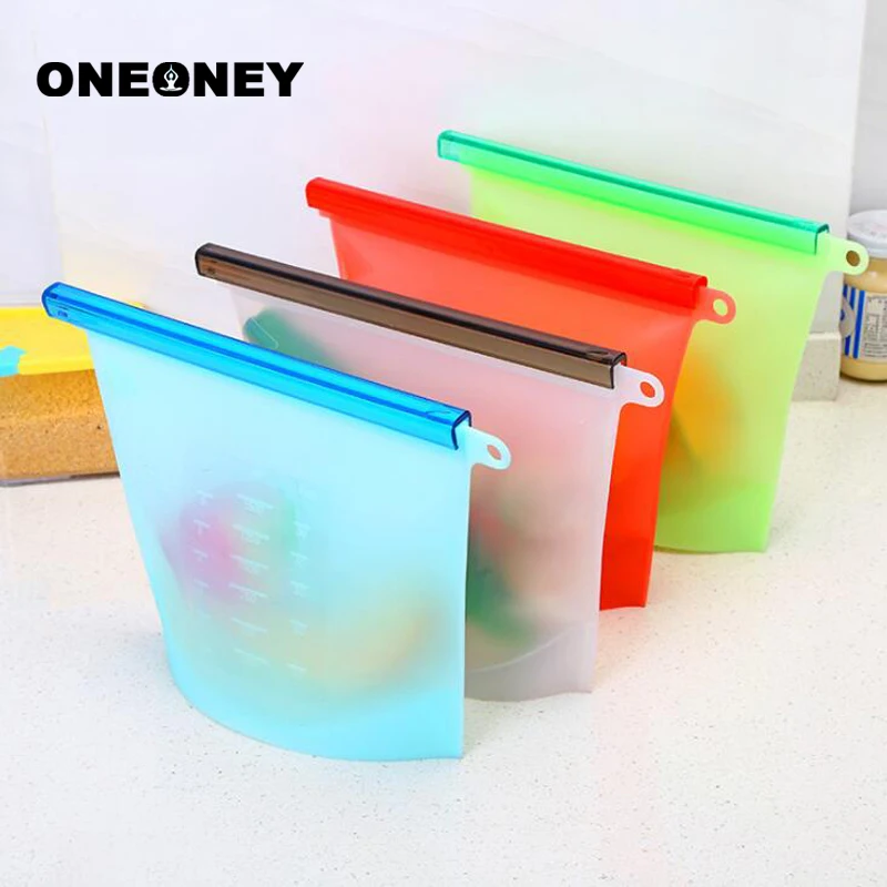 

Oneoney 1500ml Reusable Silicone Vacuum Food Sealing Bags Wraps Fridge Food Storage Container Kitchen Refrigerator Fresh Bags