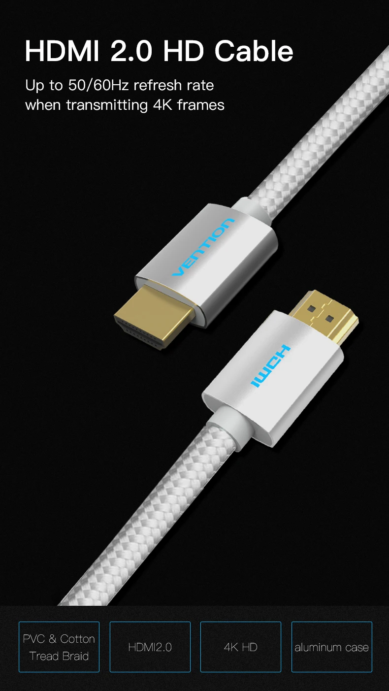 Кабель Vention HDMI 2,0 1 м 1,5 м 2 м 3 м 5 м 4 к HDMI Цифровой HD видео кабель HDMI 2160P с Ethernet для PS3 проектор lcd Apple tv