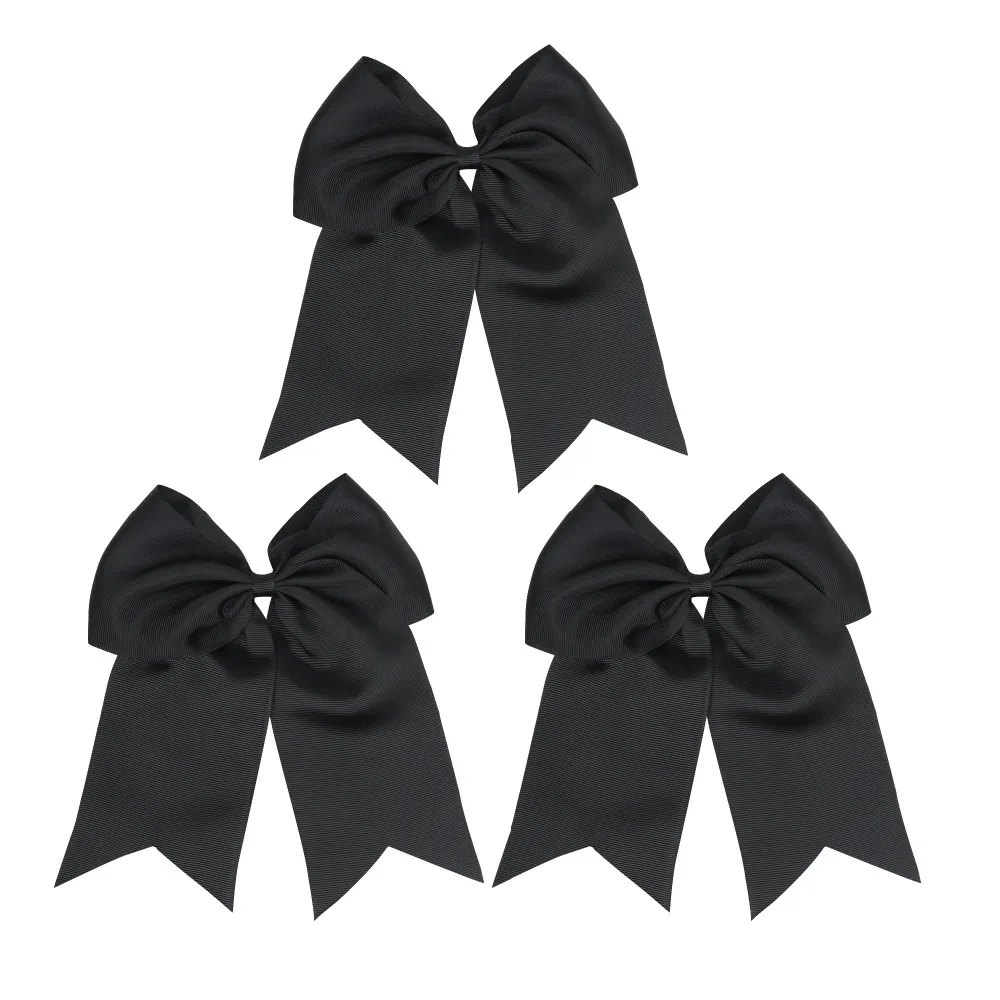 

3pcs/Lot 8 inch Girls Grosgrain Ribbon Hair Cheerleading Bow With Elastic Bands Solid Bows For Hair Accessories 21 Colors