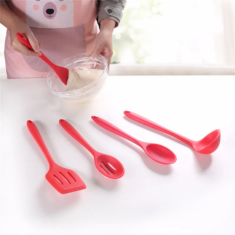 

5 Pcs/set Kitchen Silicone Cooking Utensil Set Soup Spoon Drain Shovel Spatula Dining Cooking Tools