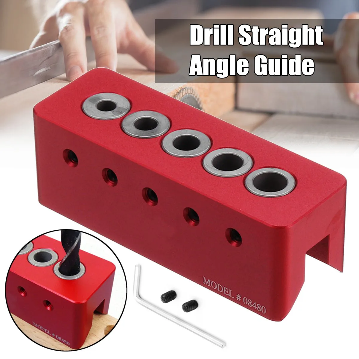 

Drillpro 08480 6/7/8/9/10mm Drilling Hole 90 degree Drill Straight Angle Guide Bit Doweling Jig Woodworking Tool