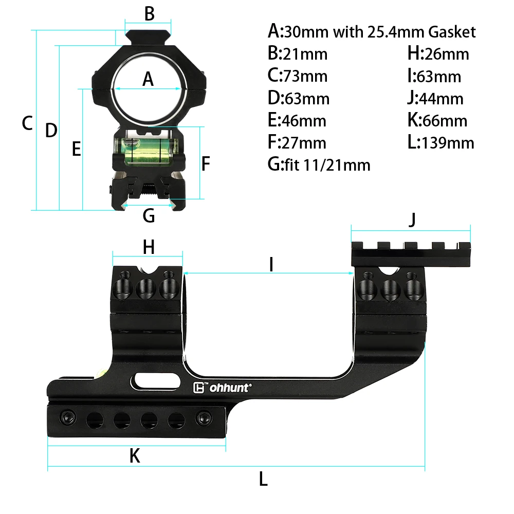 Оххант тактический 30 мм/25,4 мм кольца для прицела винтовки ласточкин хвост или Пикатинни Крепление смещение Bi-direction база с бесплатным