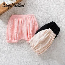 Летние хлопчатобумажные шорты для маленьких мальчиков и девочек от 0 до 24 месяцев штаны с цветком детские повседневные леггинсы одежда для малышей