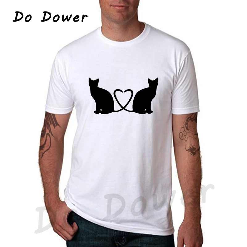 Футболка мужская с принтом кота круглым вырезом и коротким рукавом|men t-shirt|fashion