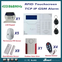 Замечательная 868 МГц TCP IP сетевая сигнализация с RFID сенсорной клавиатурой Панель сигнализации, Android IOS APP пульт дистанционного управления