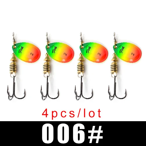 FTK New 1#-5# 5pcs/lot or 4pcs/lot Similar as Copper Spinner Bait Fishing Lure With Treble Hooks Hard Baits Spoon Pike - Цвет: 006