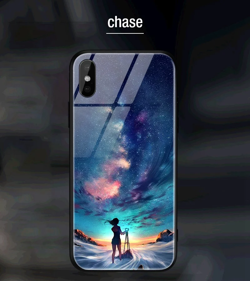 Hisomone Star Space Phone Case For iphone X Cute Patterned Tempered Glass Cover For iPhone 7 8 Plus 6 6S Soft Edge Silicone Capa