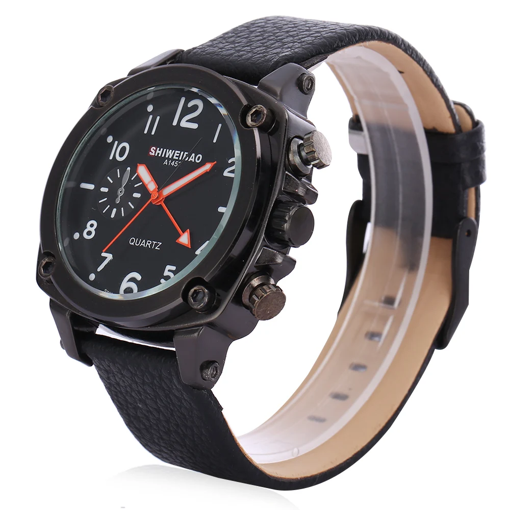 hot fashion dz military style quartz watches for men watch leather strap sports watches (5)