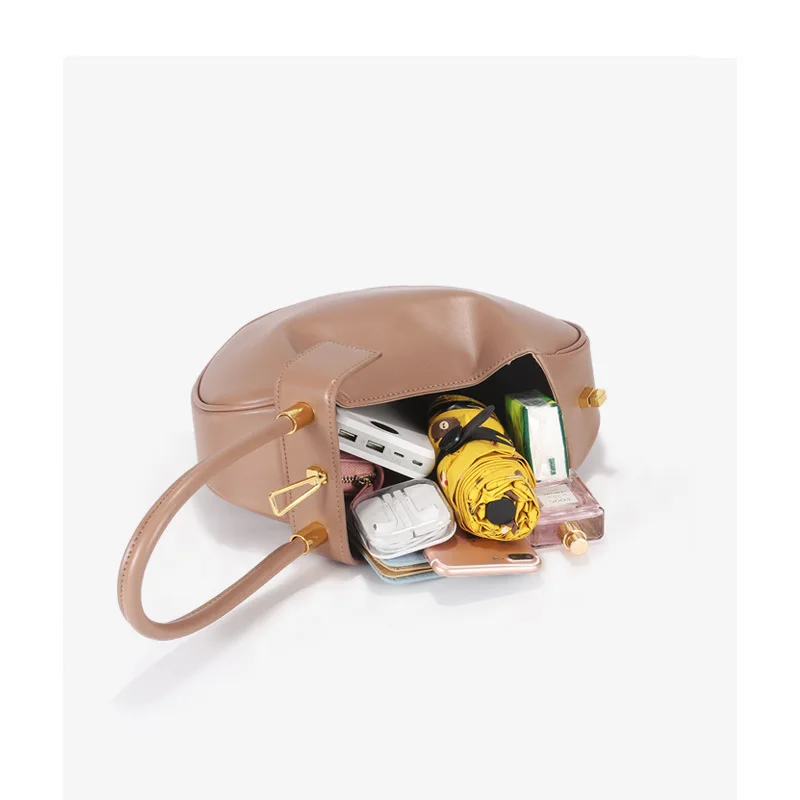 Kopen CUMYKA 2019 Echt Leder Hobos Handtassen Mode Kleine Ontwerp Dumplings Dames Tote Koe Lederen Luxe Tassen Voor Vrouwen Solid
