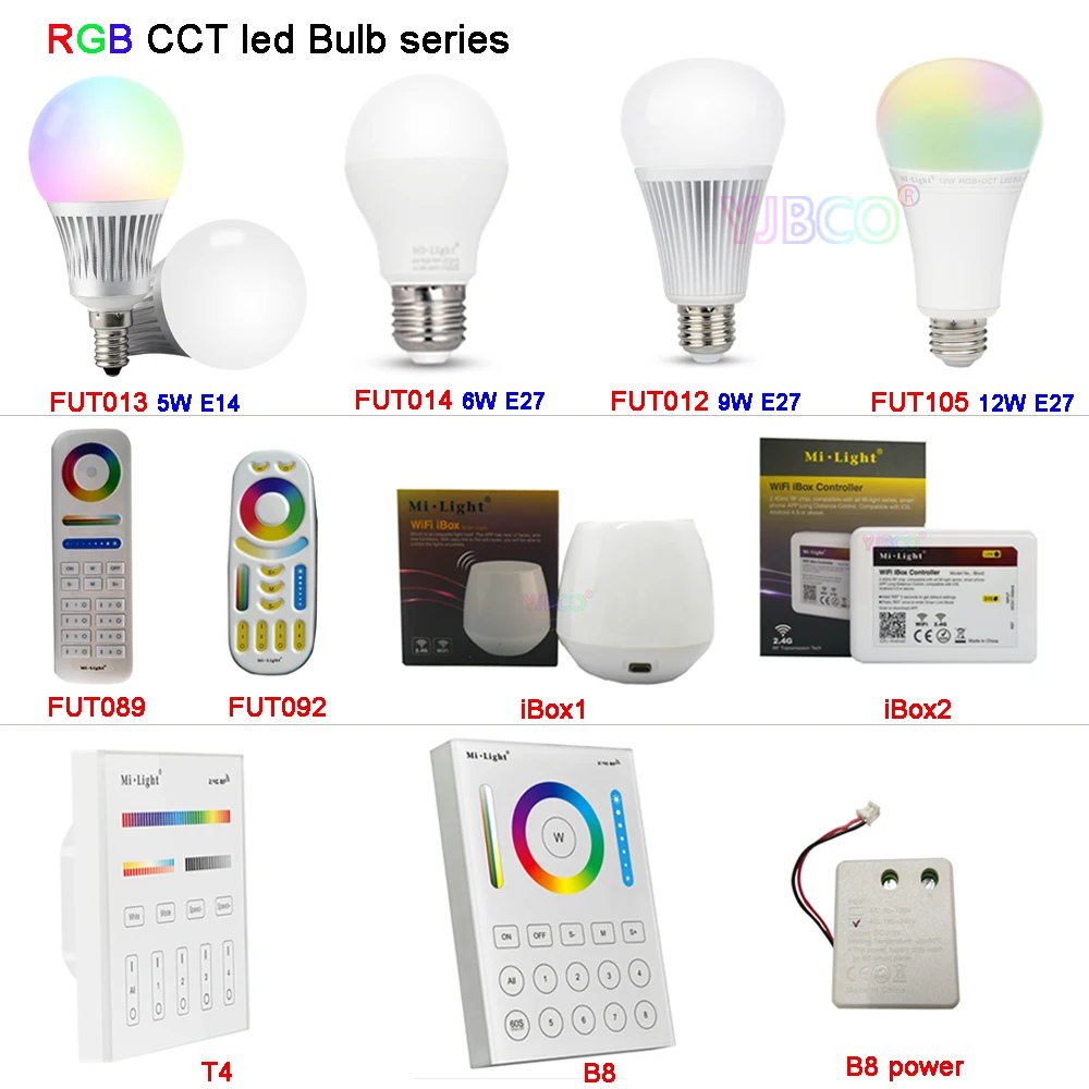 Milight 5 W 6 W 9 W 12 W E14 E27 Smart RGB CCT led лампа лампы 2,4G дистанционного FUT013/FUT014/FUT012/FUT105/FUT092/FUT089/T4/B8