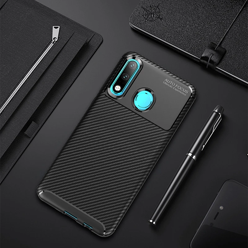 Huawei P30 Lite Case Carbon Fiber Soft Silicone Plain Anti-Knock Back Cover for Huawei P30 Pro P30Lite P30Pro Nova 4E Phone Case