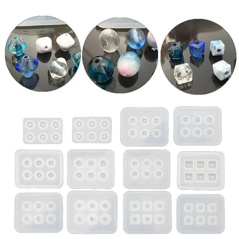 

12Pcs Beads Resin Molds Kit with Hole for Gemstone Cabochon Jewelry Casting