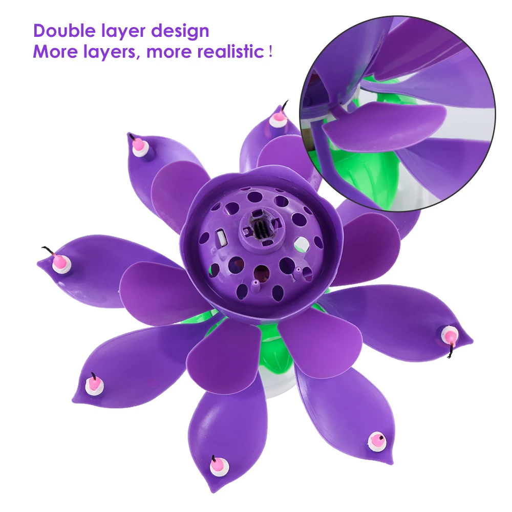 1 шт цветок декоративные свечи удивительные романтические музыкальные лотоса вращающиеся с днем рождения свечи для торта
