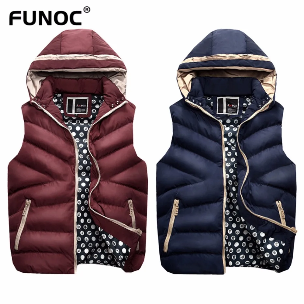 New Brand Mens Sleeveless Jackets Winter Fashion Casual Hooded Coats