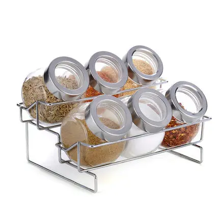 

Houmaid kitchen accessories storage lead-free glass seasoning bottles seal food/spice/pepper/chilli/salt storage jars with rack