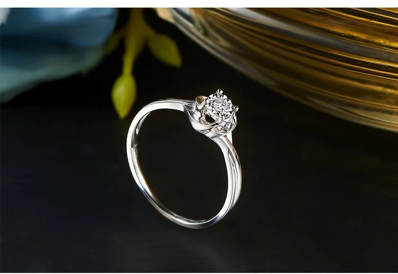 Jewellwang 08 Carat Efekt Diamentowe Pierścienie 18 K Złote