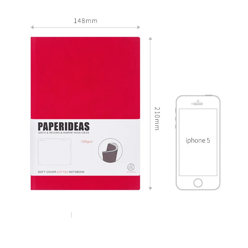 Dot Grid A5 дневник в мягкой обложке блокнот в горошек журнал Bujo - Цвет: Красный