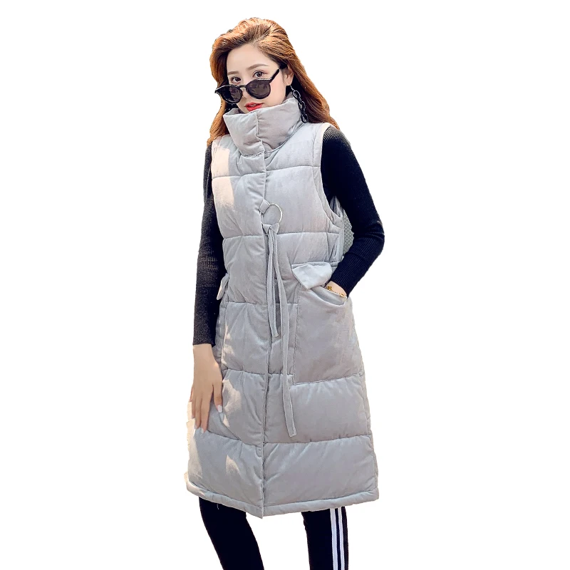 

new 2019 solid winter vest jacket women zipper pocket casual fashion keep warm winter waistcoat women