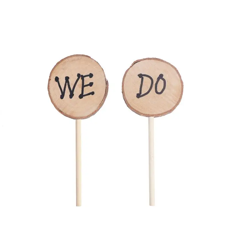 

2pcs Wooden Cake Topper Round We Do Shabby Chic Rustic Wedding Cake Topper Pick For Wedding Decoration