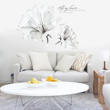 Креативные настенные теплые и романтические прикроватные настенные наклейки для спальни обои для гостиной настенные цветы европейские белые цветы