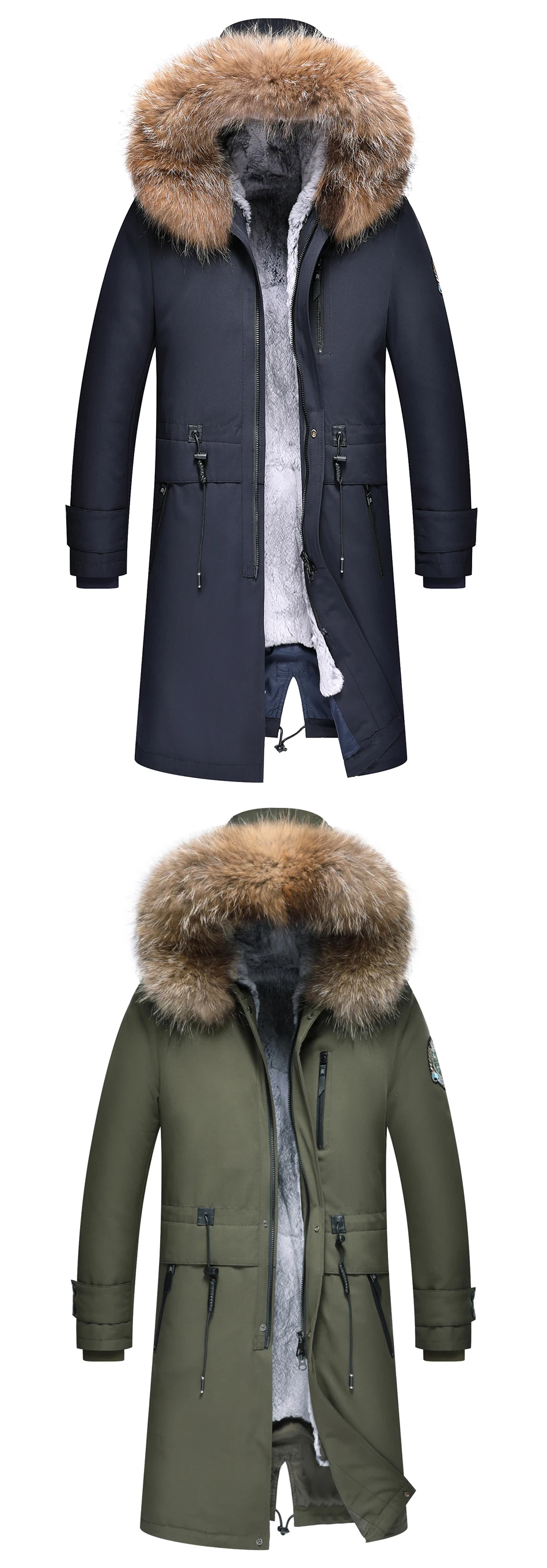 Новая мужская зимняя парка Аляска роскошное пальто армейская Парка мужская стеганая куртка с капюшоном длинное зимнее пальто натуральный мех енота
