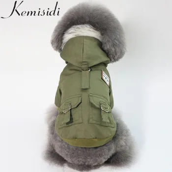 KEMISIDI coton Pet chat chien solide Costume chaud hiver chiens vêtements manteau 100% chaud coton veste deux jambe vêtements pour chiens