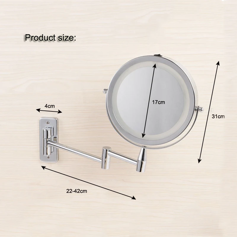 Зеркало для ванной комнаты светодиодный косметическое зеркало 1X/3X увеличение регулируемый настенный макияж зеркало двойной удлиняющий кронштейн 2-лицевая сторона Ванная комната зеркала